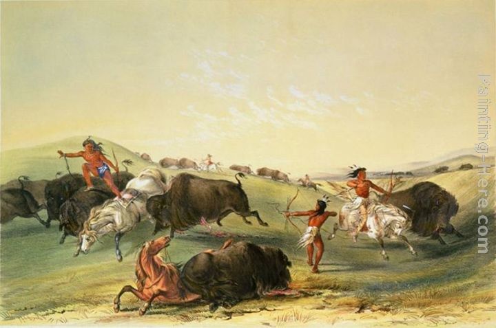 George Catlin Buffalo Hunt,Plate 7 from Catlin's North American Indian Collection